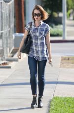 LILY COLLINS Arrives at Andy Lecompte Salon in Los Angeles 2710