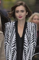 LILY COLLINS Leaves a Studio in London 0610