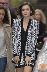 LILY COLLINS Leaves a Studio in London 0610