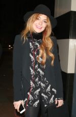 LINDSAY LOHAN Leaves the Playhouse Theatre in London