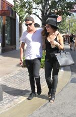LUCY HALE and Adam Pitts at the Grove in West Hollywood