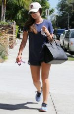 LUCY HALE in Shorts Out for a Walk in Los Angeles