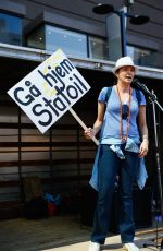 LUCY LAWLESS  at Protest to Stop Deep Sea Oil Drilling