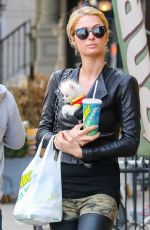 PARIS HILTON with Her Dog Waiting for a Cab in New York