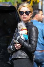 PARIS HILTON with Her Dog Waiting for a Cab in New York
