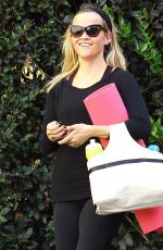 REESE WITHERSPOON in Tights Heading to Yoga Class in Brentwood
