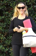 REESE WITHERSPOON in Tights Heading to Yoga Class in Brentwood