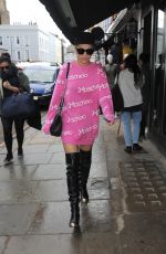 RITA ORA in Mickey Ears Out and About in London
