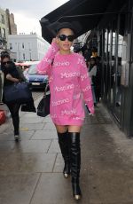 RITA ORA in Mickey Ears Out and About in London