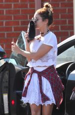 VANESSA HUDGENS Arriving at an Acupuncture Clinic in Los Angeles