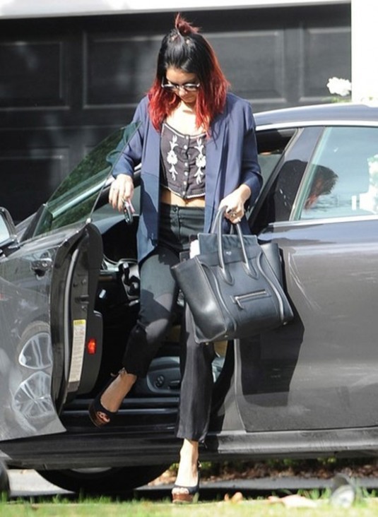 VANESSA HUDGENS Arrives at Nine Zero One Salon
