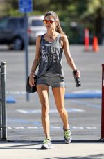 ALESSANDRA AMBROSIO in Tight Shorts Heading to a Gym in Los Angeles