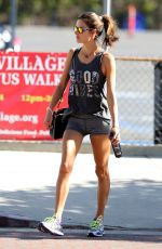 ALESSANDRA AMBROSIO in Tight Shorts Heading to a Gym in Los Angeles