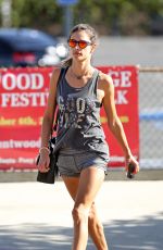ALESSANDRA AMBROSIO in Tight Shorts Heading to a Gym in Los Angeles