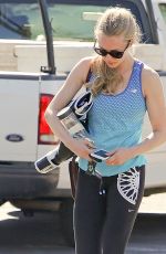 AMANDA SEYFRIED in Leggings Leaves a Gym in Los Angeles