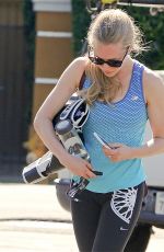 AMANDA SEYFRIED in Leggings Leaves a Gym in Los Angeles