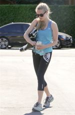 AMANDA SEYFRIED in Leggings Leaves a Gym in Los Angeles