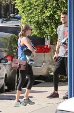 AMANDA SEYFRIED in Leggings Leaves a Gym in Los Angeles