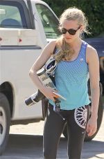 AMANDA SEYFRIED in Leggings Leaves a Gym in Los Angeles