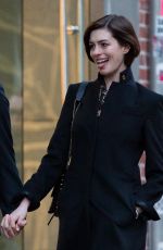 ANNE HATHAWAY and Adam Shulman Leaves Their Hotel in New York