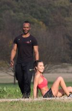 CHLOE GOODMAN Workout at a Park in Essex