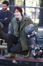 ELLE FANNING on the Set of Three Generations in Brooklyn