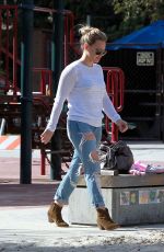 HILARY DUFF in Ripped Jeans Out and About in West Hollywood
