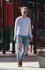 HILARY DUFF in Ripped Jeans Out and About in West Hollywood