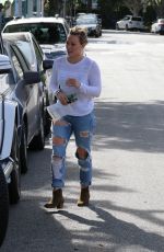 HILARY DUFF in Ripped Jeans Out and About in West Hollywood