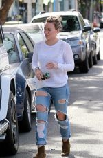 HILARY DUFF in Ripped Jeans Out and About in West Hollywood