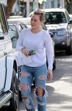 HILARY DUFF in Ripped Jeans Out and About in West Hollywood