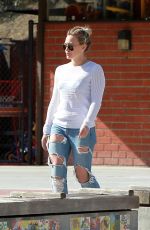HILARY DUFF in Ripped Jeans Out and About in West Hollywood