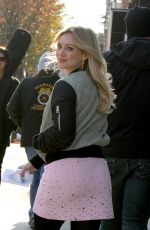 HILARY DUFF in Tights on the Set of Younger in Brooklyn 2011