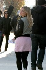 HILARY DUFF in Tights on the Set of Younger in Brooklyn 2011