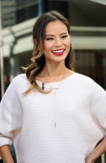 JAMIE CHUNG on the Set of Extra in Los Angeles
