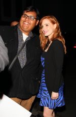 JESSICA CHASTAIN Posing with Fans at LAX Airport