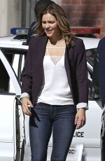 KATHARINE MCPHEE in Jeans on the Set of Scorpion in Los Angeles