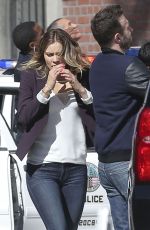 KATHARINE MCPHEE in Jeans on the Set of Scorpion in Los Angeles