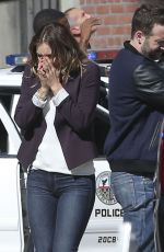 KATHARINE MCPHEE in Jeans on the Set of Scorpion in Los Angeles