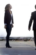 KATHARINE MCPHEE in Jeans on the Set of Scorpion in Los Angeles