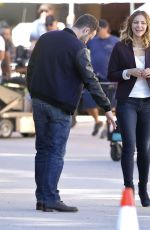 KATHARINE MCPHEE in Jeans on the Set of Scorpion in Los Angeles