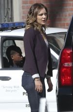 KATHARINE MCPHEE in Jeans on the Set of Scorpion in Los Angeles