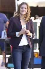 KATHARINE MCPHEE in Jeans on the Set of Scorpion in Los Angeles