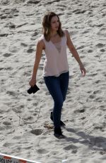 KATHARINE MCPHEE on the Set of Scorpion at a Beach in Malibu