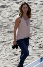 KATHARINE MCPHEE on the Set of Scorpion at a Beach in Malibu