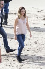 KATHARINE MCPHEE on the Set of Scorpion at a Beach in Malibu