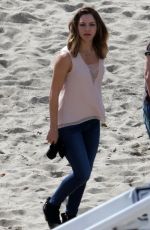 KATHARINE MCPHEE on the Set of Scorpion at a Beach in Malibu