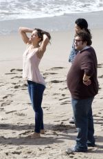 KATHARINE MCPHEE on the Set of Scorpion at a Beach in Malibu
