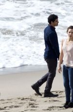 KATHARINE MCPHEE on the Set of Scorpion at a Beach in Malibu