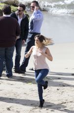 KATHARINE MCPHEE on the Set of Scorpion at a Beach in Malibu